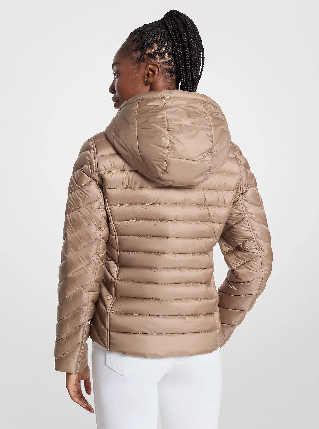 Chaqueta Reversible de Nylon Cuadrada con Impresión de Logo Chevron