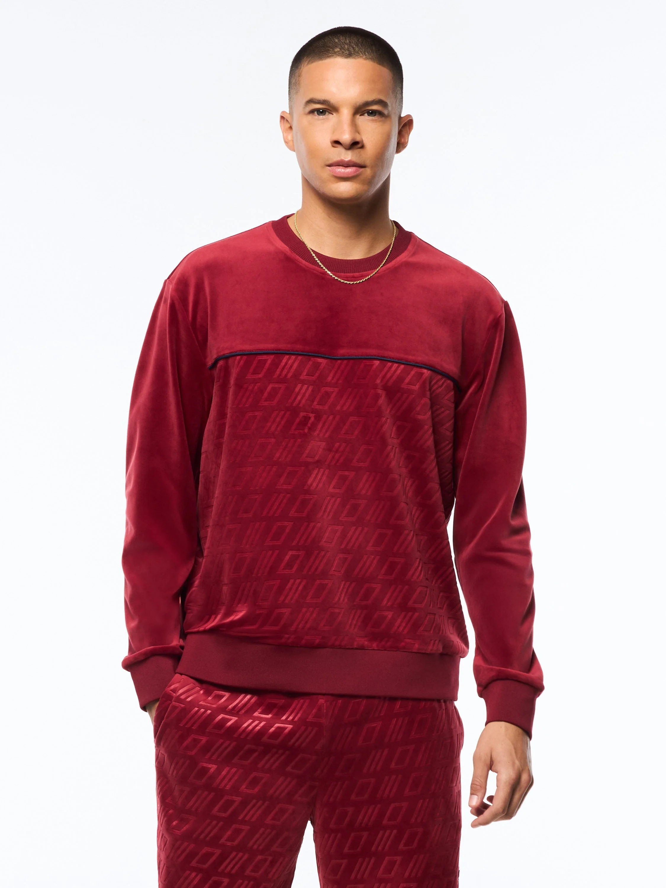 Bandiera Debossed Velour Crewneck